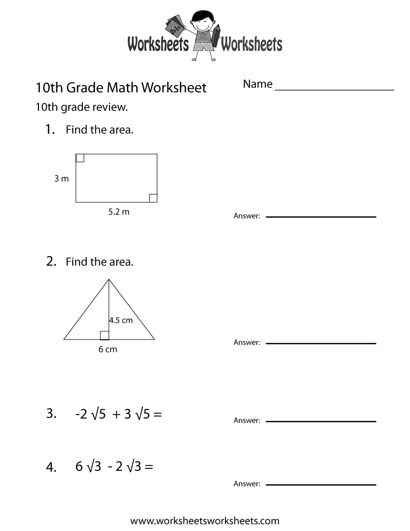 Worksheet  8001035  Tenth Grade Math Worksheets â 10th Grade Math
